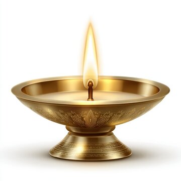 Golden Dipped Lamp with Flame &ndash; Symbol of Light and Hope