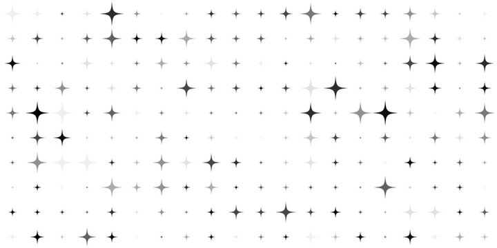 Abstract black and white halftone cross star pattern seamless background texture vector design template