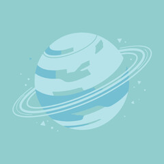 A stylized illustration of a ringed planet in outer space © Williams
