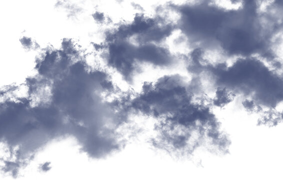 Dark Indigo Storm Clouds Isolated on Transparent Background, Atmospheric Weather Element