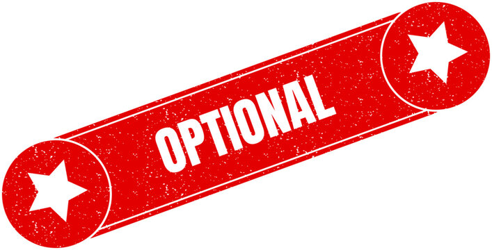 Optional red banner label with white stars for modern user interface design and interactive digital elements