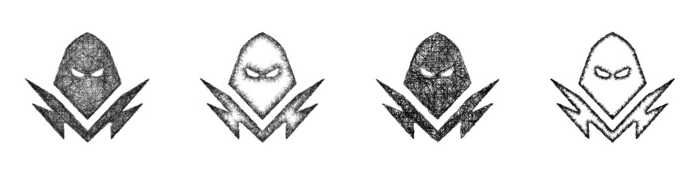 Sketch monochrome gaming company logo design set