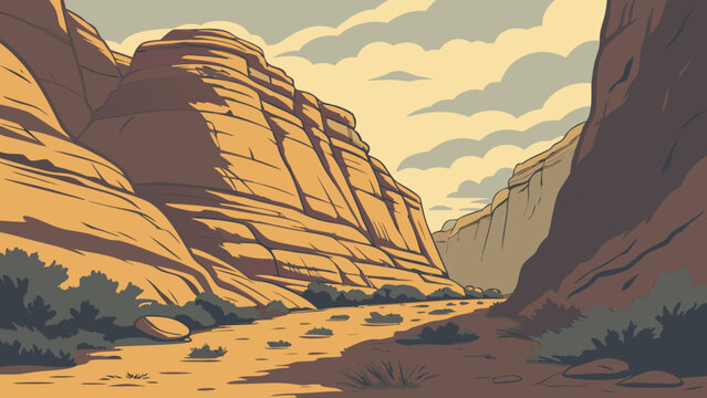 Rugged desert canyon landscape with rocky cliffs landscape mountain geography