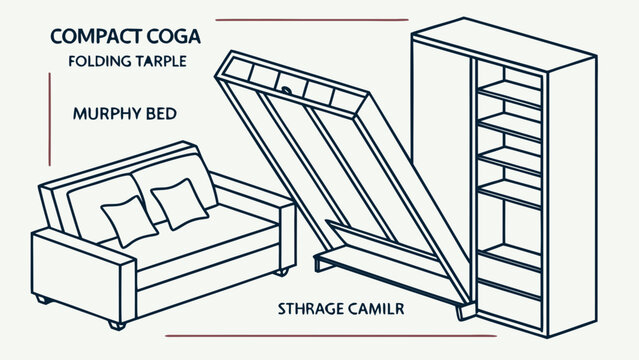 Compact murphy bed and foldable sofa storage furniture system with furniture