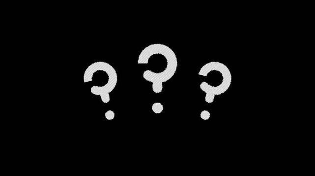 Hand Drawn Question Mark Animation Pack Wobbly Question Symbols Cluster Pop Isolated Black Background 10 Seconds 4K