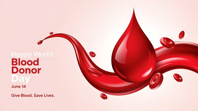 World blood donor day poster with red blood drop