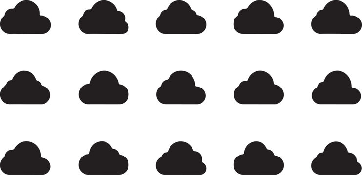 Black hexagon shapes arranged in three rows on a plain background.