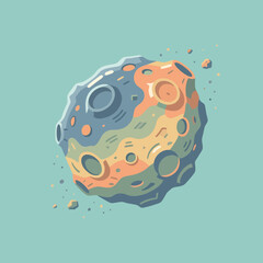 A colorful asteroid floating in the vast dark space background © Quinn