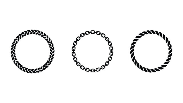 Rope chain circle designs, decorative circular rope frames