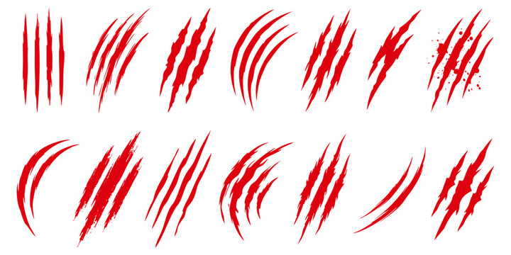 Set of red claw scratches