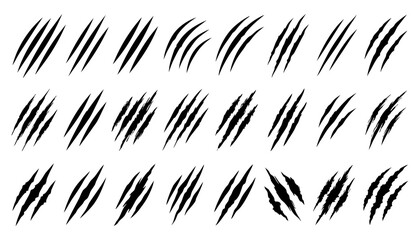 Obraz premium Set of claw scratches, animal scratch marks, vector illustration