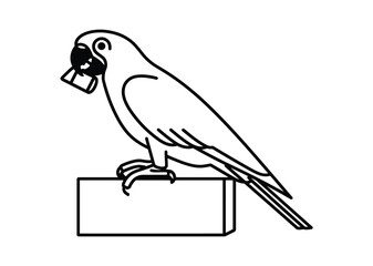 Fototapeta premium Parrot vector icon perched bird simple black line design