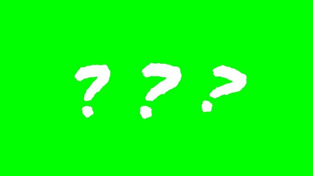 Hand Drawn Question Mark Font Animation Large Scale Wobbly Marker Symbols Cluster Green Screen Chroma Key 10 Seconds 4K