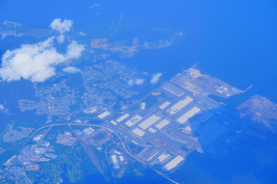 an aerial view of Tradepoint Atlantic (formerly the Bethlehem Steel mill site) in Sparrows Point, Maryland, located just southeast of Baltimore