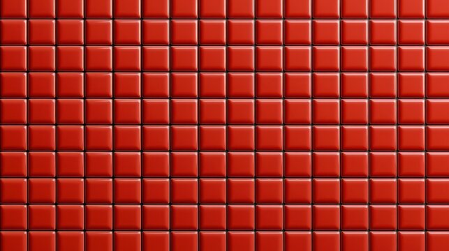Red glossy square tiles wall texture background