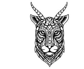 Fototapeta premium Intricately designed goat head with tribal patterns