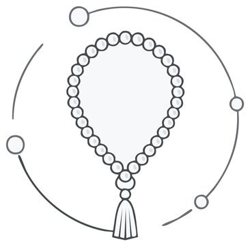 Simple Illustration of Prayer Beads with Tassels on a Circle for Religious Observance