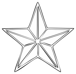 Obraz premium Hand drawn outline of a geometric five point star symbol isolated on white