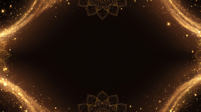 Golden mandala and particle background