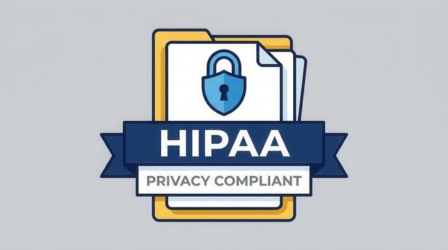 Healthcare data security illustration featuring a padlock on documents for patient information protection.