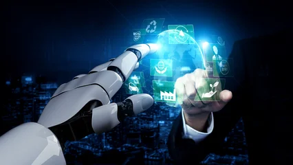 Fototapeten Pony AI artificial intelligence promotes sustAI artificial intelligencenability via eco-smart planning, green virtual advisors, and intelligent systems for long-term environmental responsibility. Vouch  © InfiniteFlow