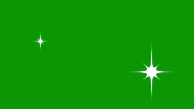 Twinkle Sparkling stars animation,white cartoon, flat, vector, doodles style stars blinking, loop video and  green screen, magic star flash, glitter star cute animation 4k.