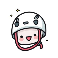 Fototapeta premium Cute cartoon pig face with big smile and rosy cheeks.