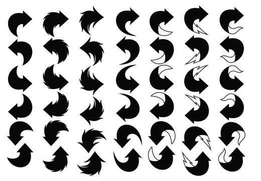 42 Dynamic Curved Arrows, Bold Fire & Lightning Direction Icons for Design & Infographics