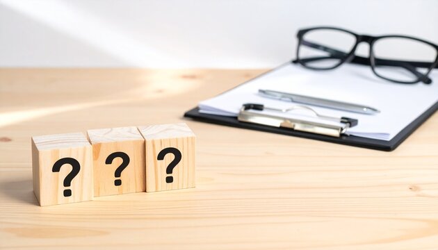 Question Mark Wooden Blocks with Eyeglasses