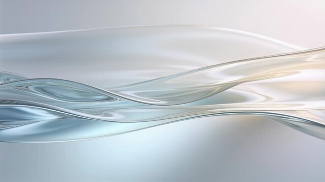 Abstract fluid waves with copper and silver reflections. Elegant glass-like liquid motion for skincare and beauty concepts. Slow motion 3D animation with copy space