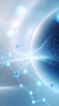Vertical video of abstract molecular structures and flowing light waves. Scientific visualization of copper peptides and biotechnology. Medical and chemistry concept
