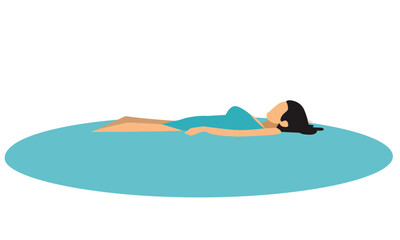 Fototapeta premium girl swims backstroke in a calm sea