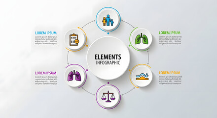 Obraz premium Elements of healthy lifestyle concept icons arranged in circular composition on white background