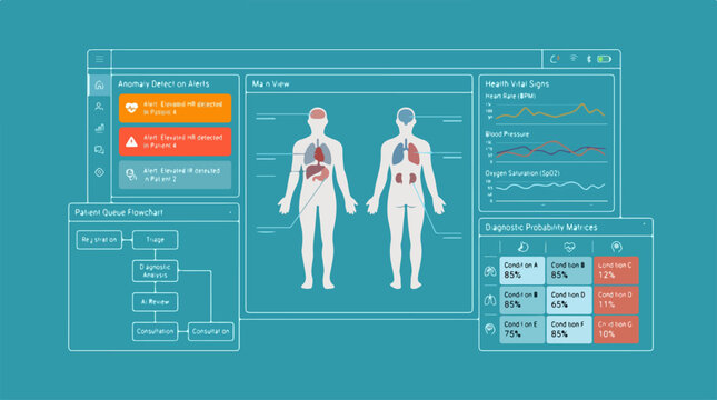 Vector blueprint of AI dashboard wireframe