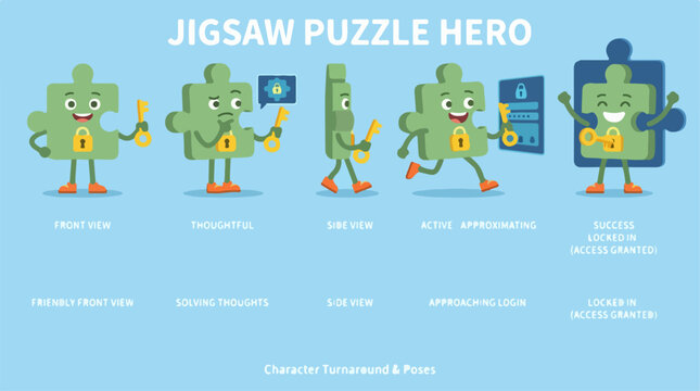 Character holding key solving puzzle