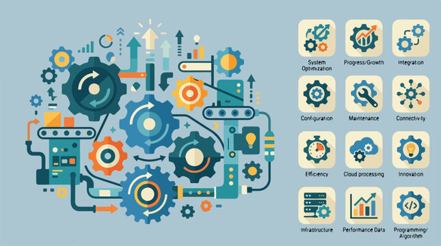 Technical background with gear icons