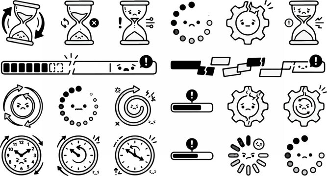 Loading error icons set