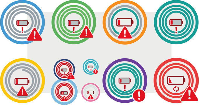 Flat icons of low battery widgets