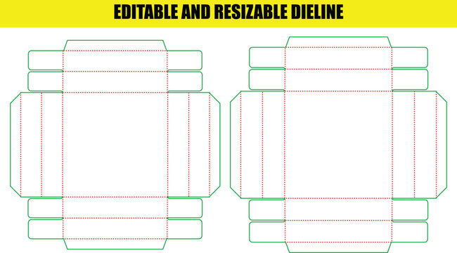 Professional box packaging dieline template for product manufacturing with customizable folding lines and structural layout design