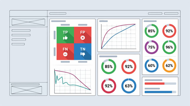 Confusion matrix charts vector illustration