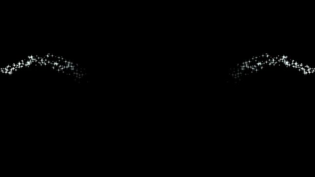 Magical symmetrical glitter star particles trail animation with transparent alpha channel background for luxury wedding video overlay 4k