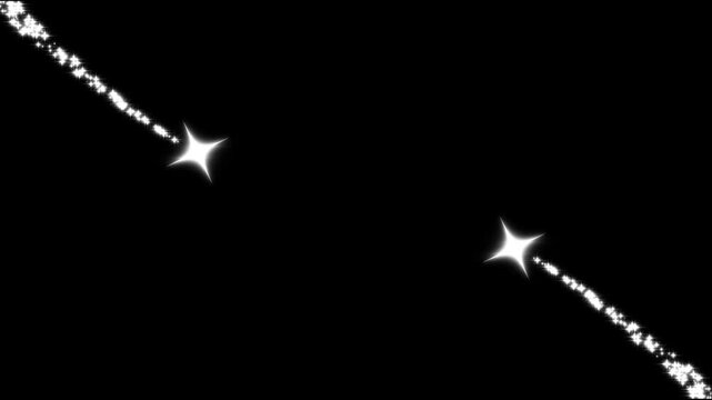 Abstract cross shooting star particles trail animation with transparent alpha channel background for luxury wedding background overlay 4k vfx