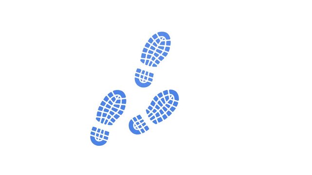 Blue footprints on white background in a walking motion vector graphic