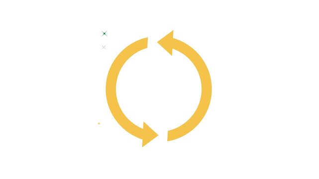 Yellow circular arrows symbolizing exchange or cycle on white background