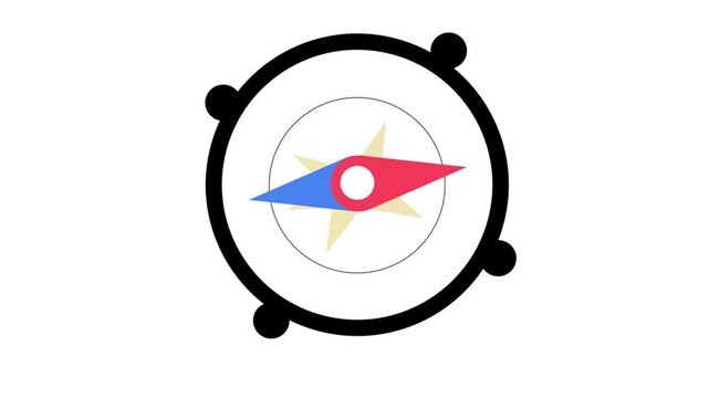 Vector illustration of a compass with a red and blue needle on white background