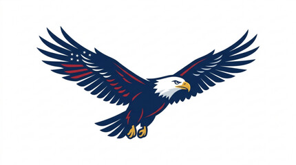 Fototapeta premium American bald eagle flying with spread wings
