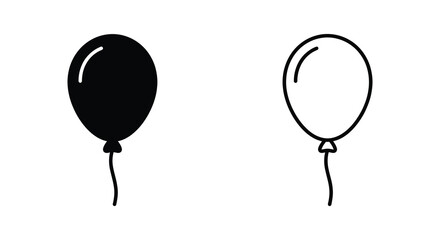 Two balloon shapes one filled and one outlined in a simple black and white silhouette © Mithon
