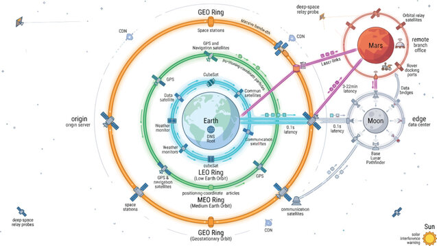 Solar System, Planetary Orbits, Astronomy Diagram, Educational Infographic, Vector Illustration