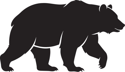 Fototapeta premium Walking grizzly bear silhouette with silhouette wildlife predator isolated
