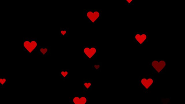 Red heart shape symbol animation with beating pulse effect on transparent background alpha channel for love and health video overlay.Romantic hearts overlay loop background,​valentine's day love heart